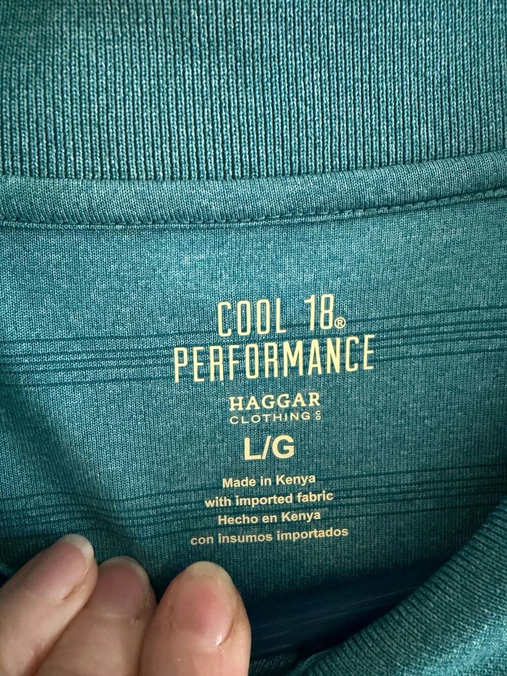 Haggar Cool 18 Performance Men's Large Green Striped Short Sleeve Golf Polo - Picture 2 of 4
